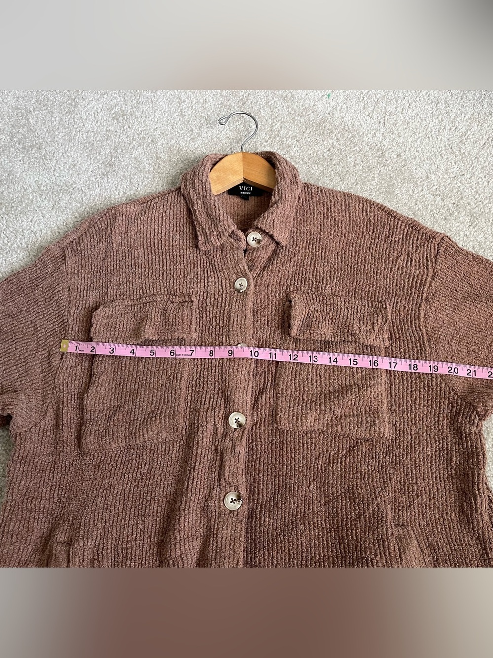 VICI Ribbed Knit Button Down Teddy Shacket - Picture 6 of 8